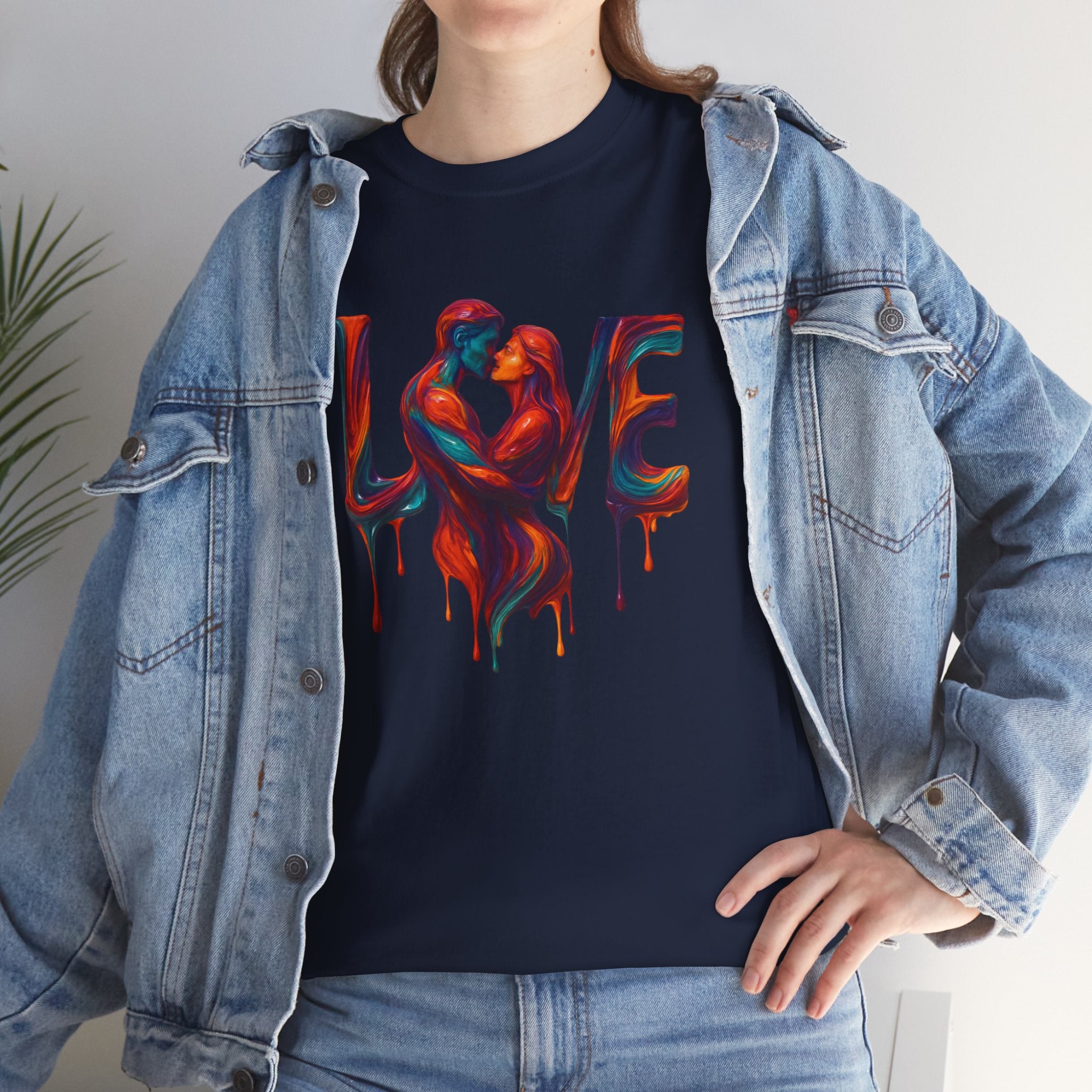 Love Heavy Cotton Tee For Him - Artful Expression for Couples, Gift for Anniversaries, Valentine's Day, Casual Wear, Art Lovers Tee