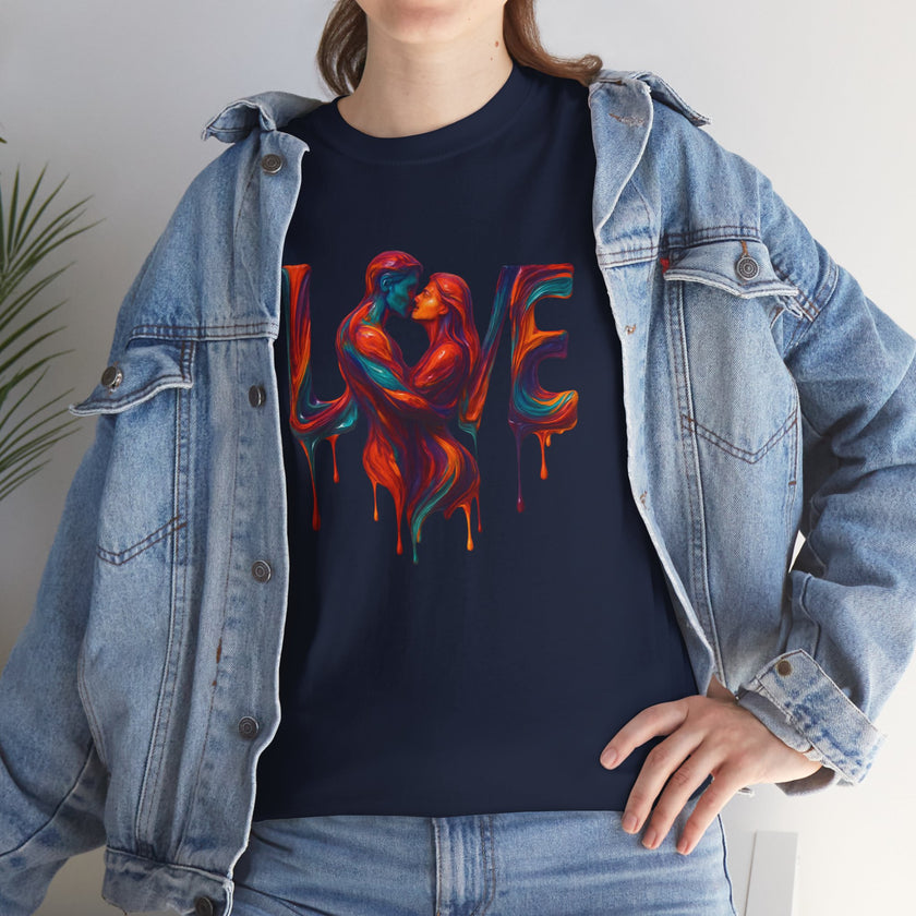 Love Heavy Cotton Tee For Him - Artful Expression for Couples, Gift for Anniversaries, Valentine's Day, Casual Wear, Art Lovers Tee