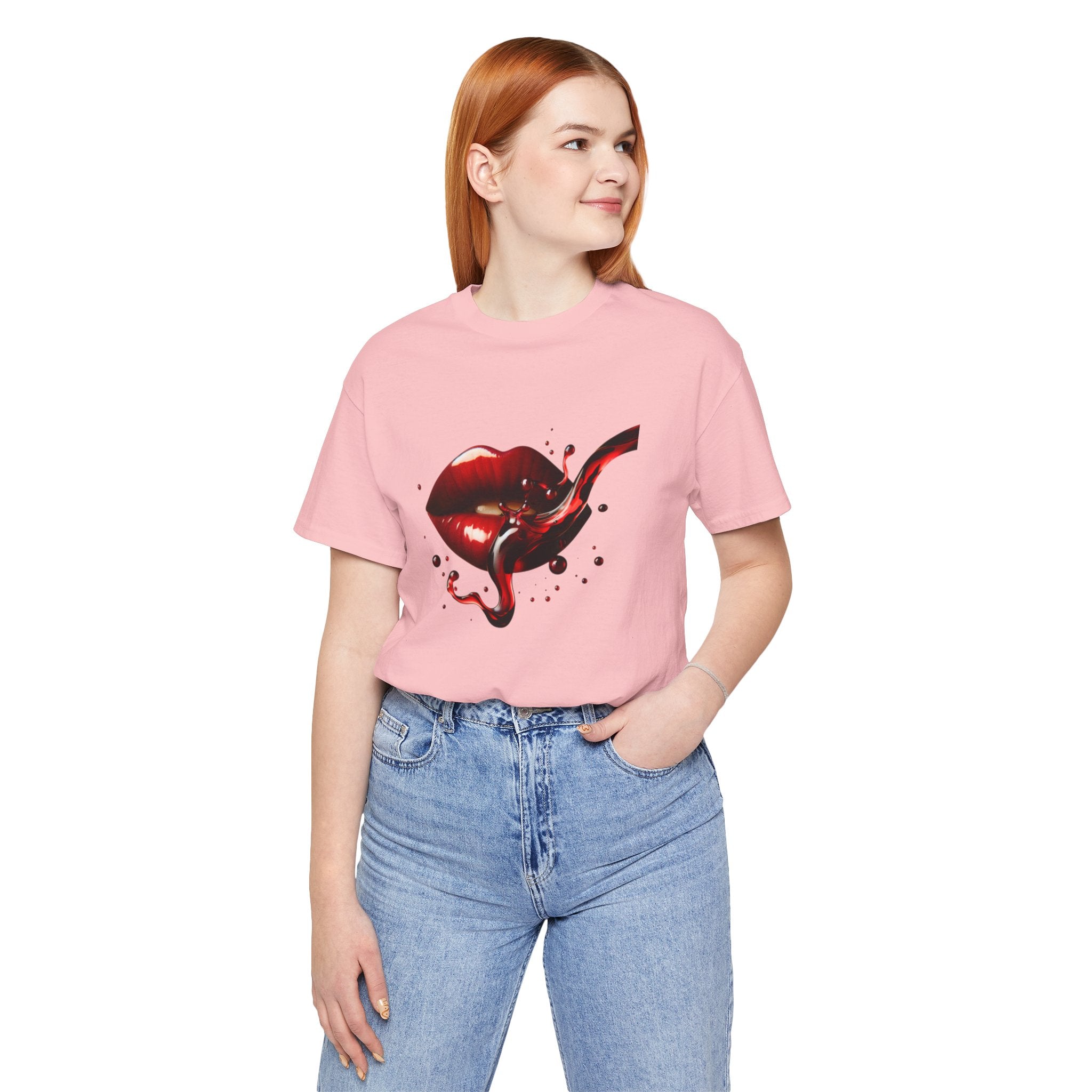 Red Lip Design Unisex Jersey Tee | Casual Wear, Trendy Shirt, Gift for Her, Summer Style, Statement Top