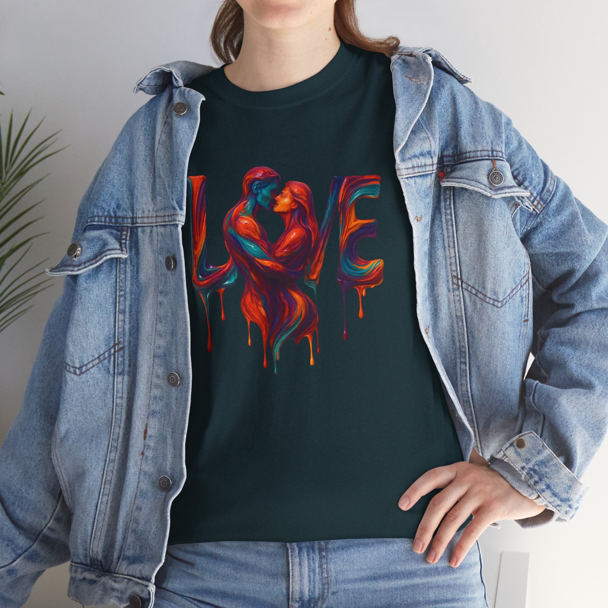 Love Heavy Cotton Tee For Him - Artful Expression for Couples, Gift for Anniversaries, Valentine's Day, Casual Wear, Art Lovers Tee