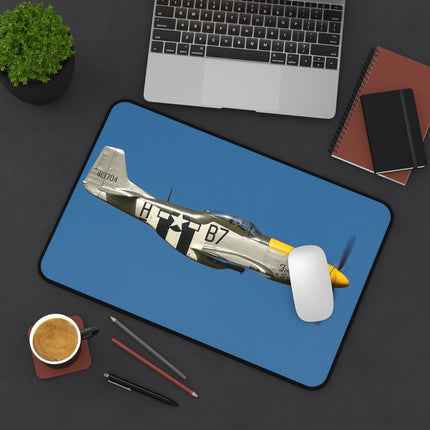 Mustang Desk Mat | Pilot Gift, Office Decor, Gaming Mat, Home Office Accessories, Aviation Theme, Mustang, Fighter, WW2, Vintage