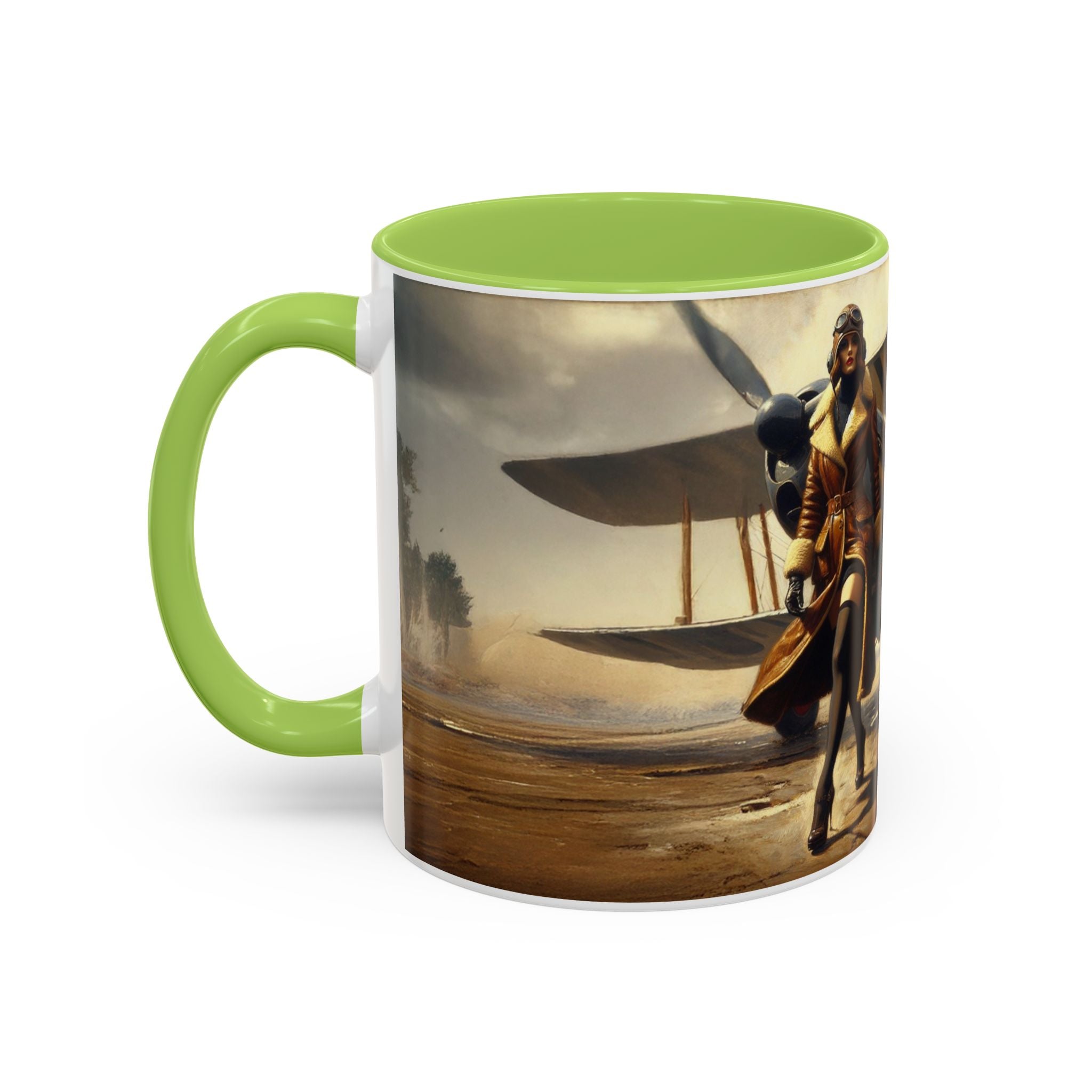 Vintage Aviator Accent Coffee Mug - 11oz, Vibrant Accent Coffee Mug