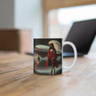 Retro Woman, Airplane Mug, Aviation Enthusiast Gift, Coffee Cup, Retro, Unique Pilot Mug, Glamour, Retro, Woman, Car, Dress, Red