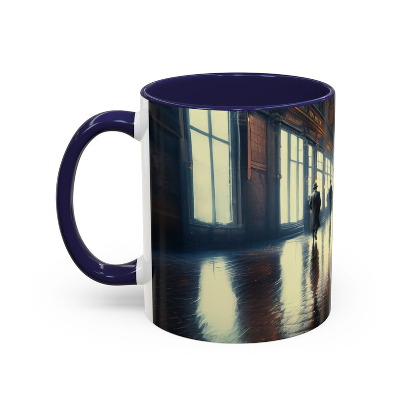 Elegant Urban Nightlife Coffee Mug on a sunny patio table, perfect for summer coffee moments.