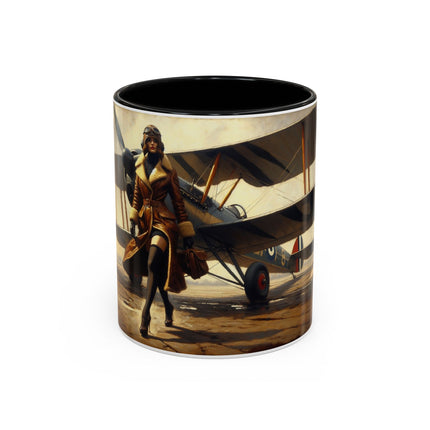 Vintage Aviator Accent Coffee Mug - 11oz, Vibrant Accent Coffee Mug