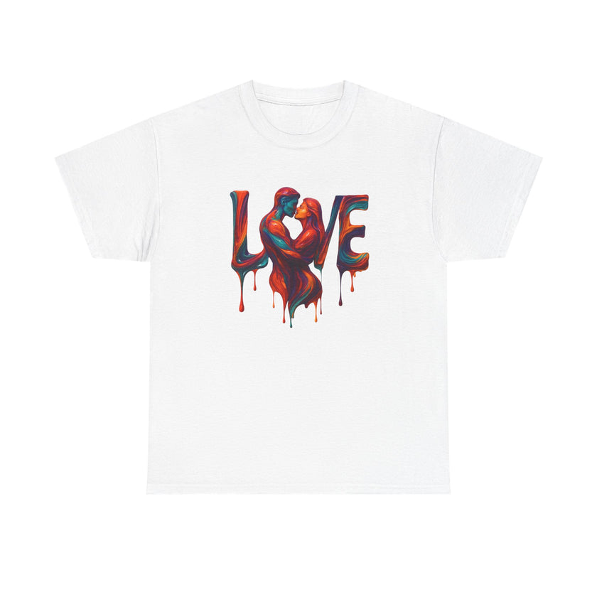 Love Heavy Cotton Tee For Him - Artful Expression for Couples, Gift for Anniversaries, Valentine's Day, Casual Wear, Art Lovers Tee