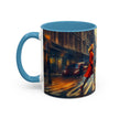 Vintage-Inspired Cityscape Accent Coffee Mug - 11oz & 15oz displayed beautifully on a kitchen counter.