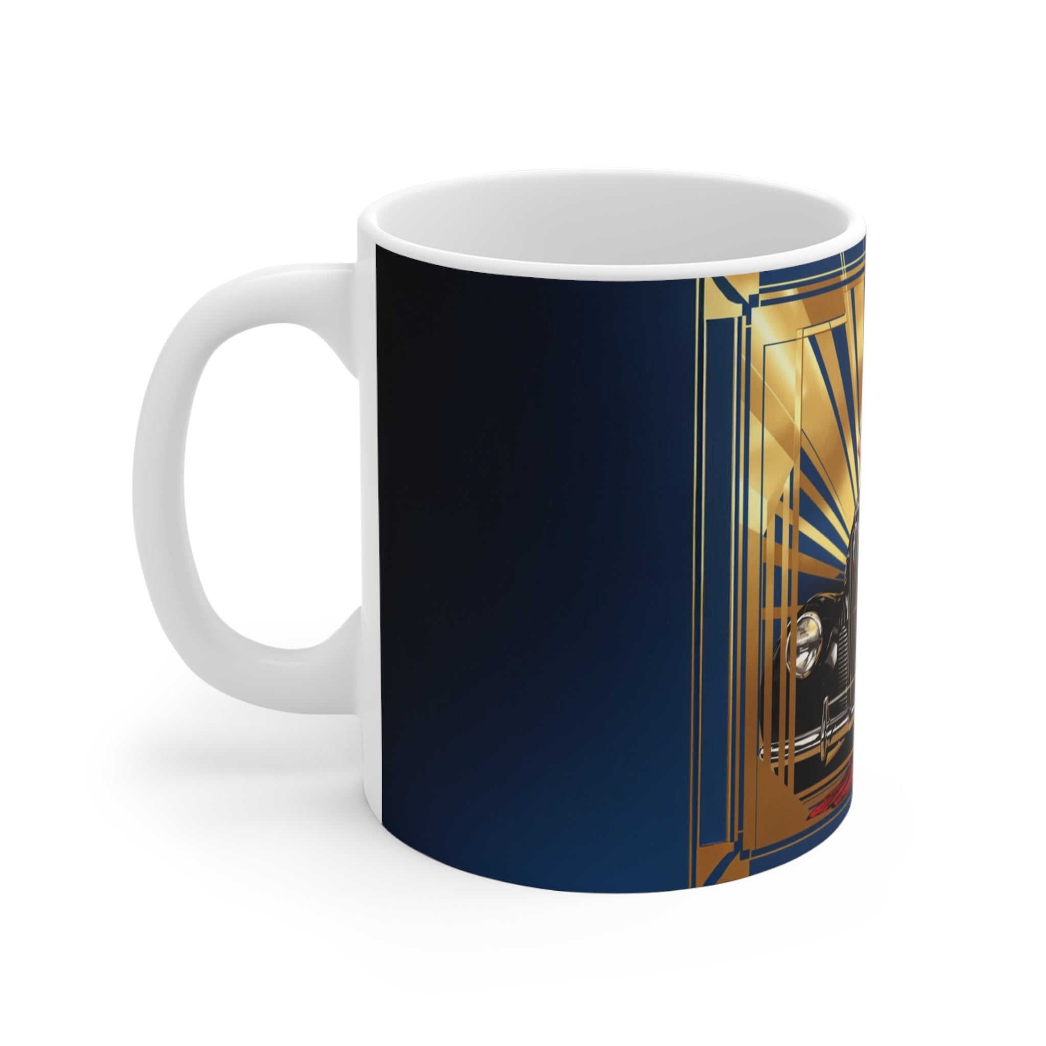 Vintage Retro Car Mug, Enthusiast Gift, Coffee Cup, Retro, Unique Pilot Mug, Glamour, Retro, Woman, Car, Dress, Red