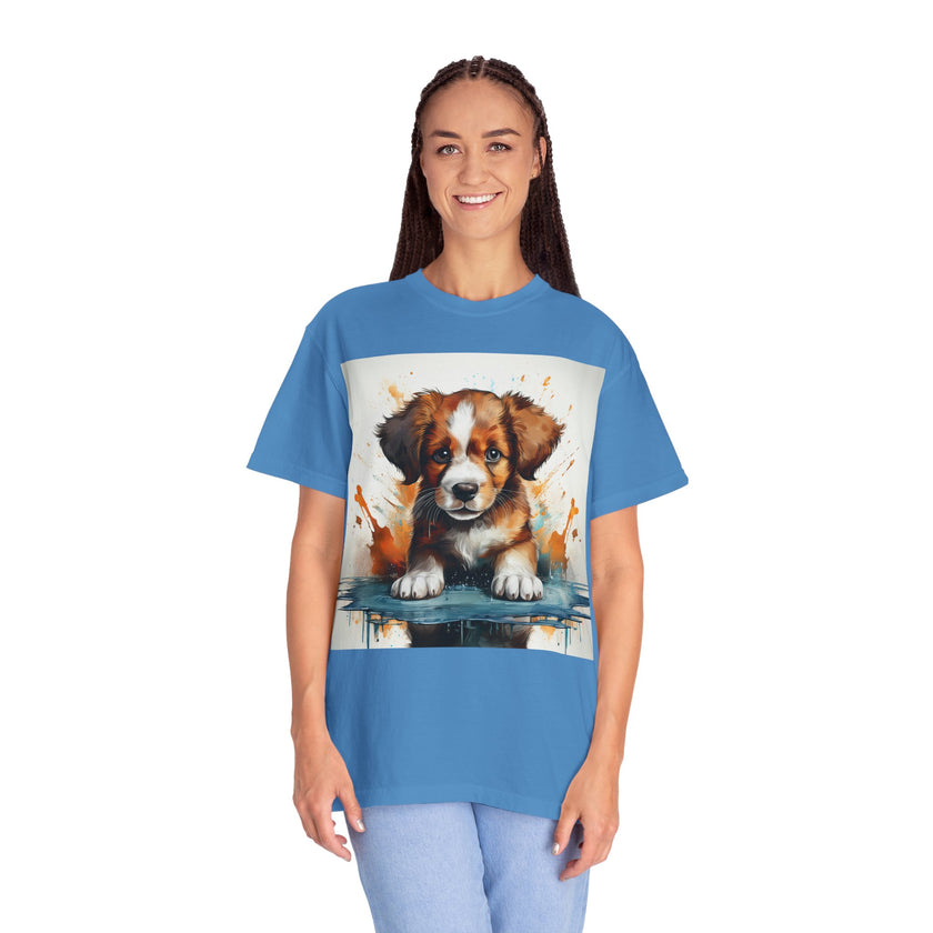 Puppy Stylish Women T-Shirt, Retro Fashion Tee, Stylish Casual Wear, Gift for Her, Trendy T-Shirt for Events