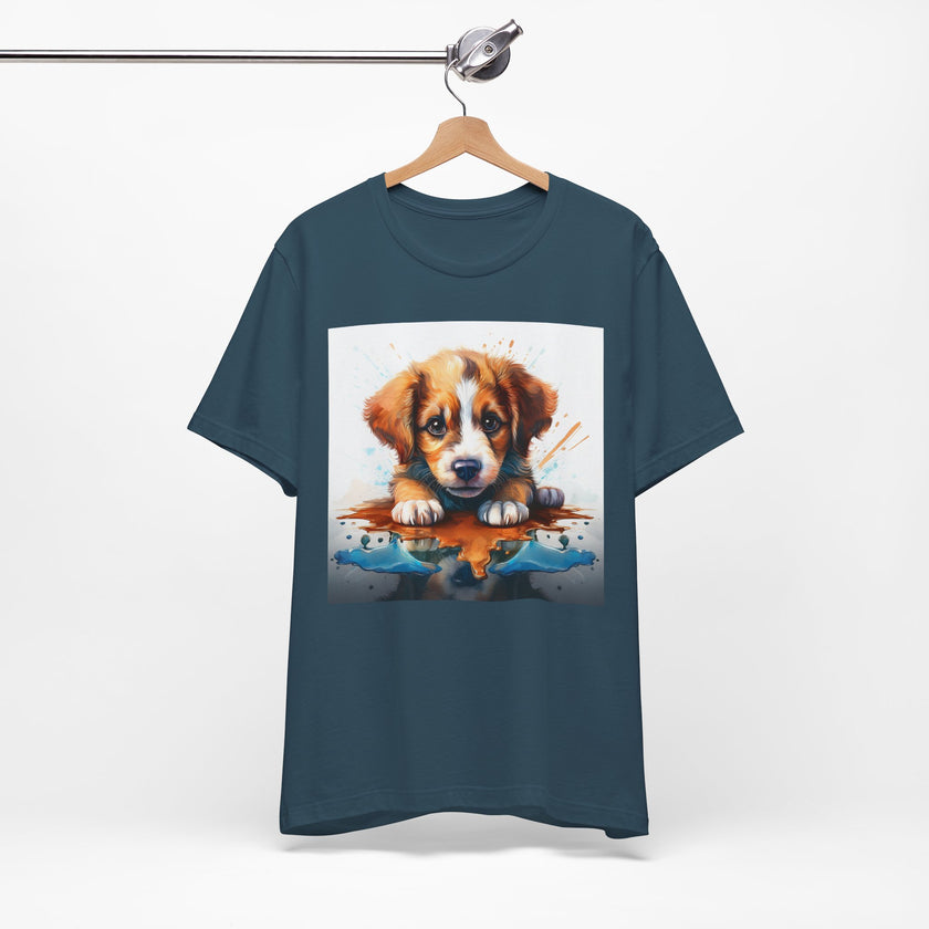 Adorable Puppy Art Tee For Her, Cute Dog Lover's T-Shirt, Casual Gift for Animal Lovers, Gift for Her, Pet-Themed Apparel, Fun Birthday Gift
