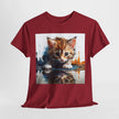 Cute Cat Unisex Heavy Cotton Tee, Cat Lover Gift, Animal Tee, Cozy Wear, Everyday Fashion, Fun Gift Idea