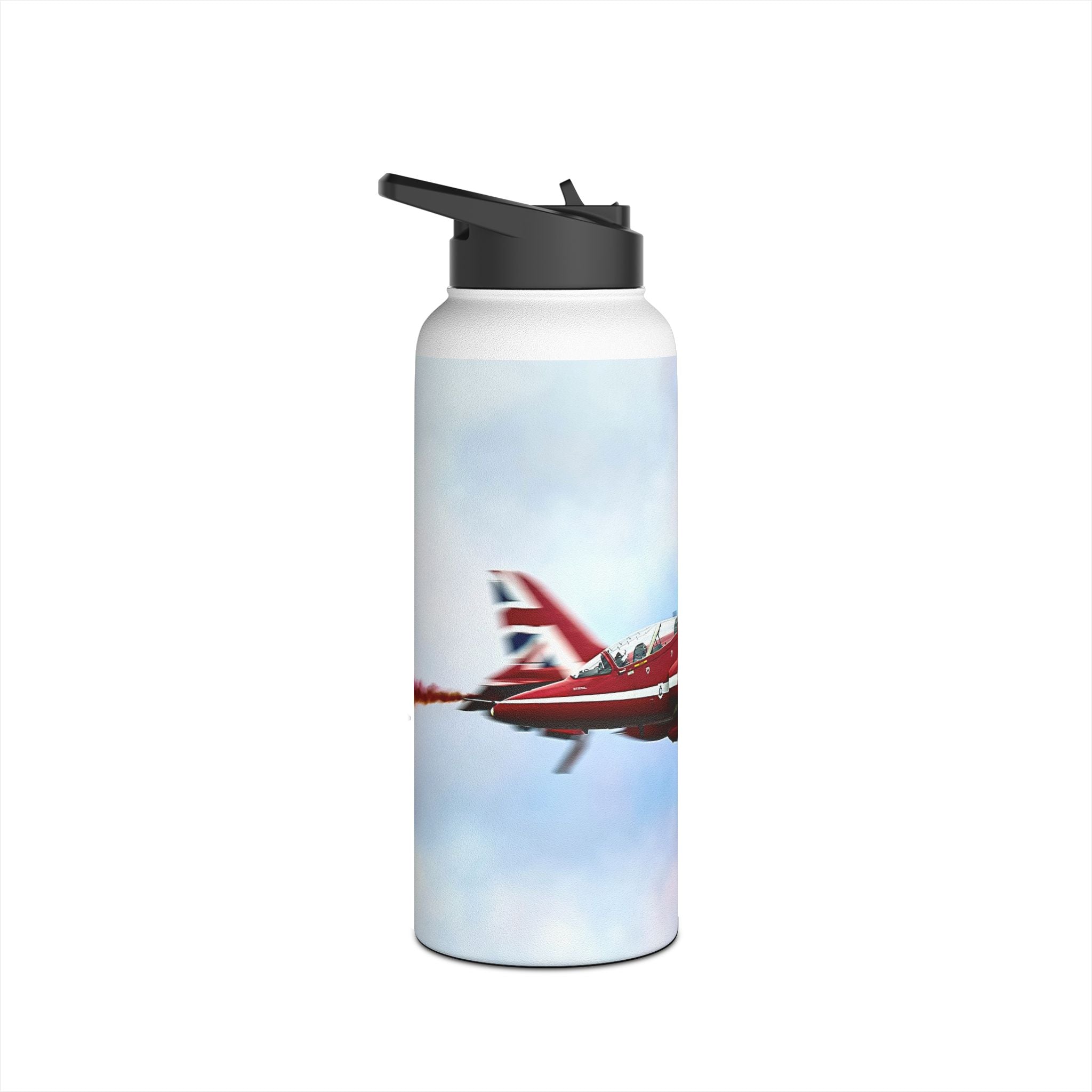 Red Arrows Cross Over Stainless Steel Water Bottle, Jet Design, Gift for Pilot, Travel Hydration, Airforce Lover, Outdoor Adventures, Red Arrows, RAF, British, Aviation,