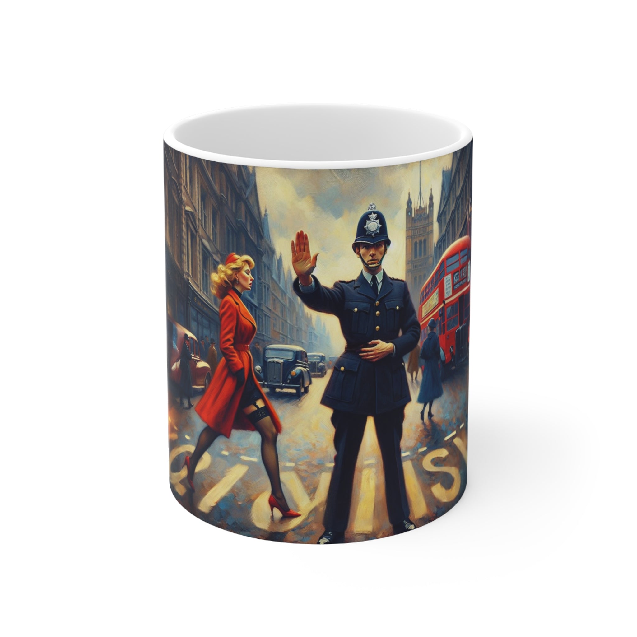 Retro Woman, A London Policeman, London Mug, Gift for Enthusiasts, Coffee Cup, Retro, Unique, Mug, Charm, Retro, London
