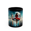 Stylish Urban Scene Mug next to artistic elements, perfect for coffee lovers who appreciate unique designs.
