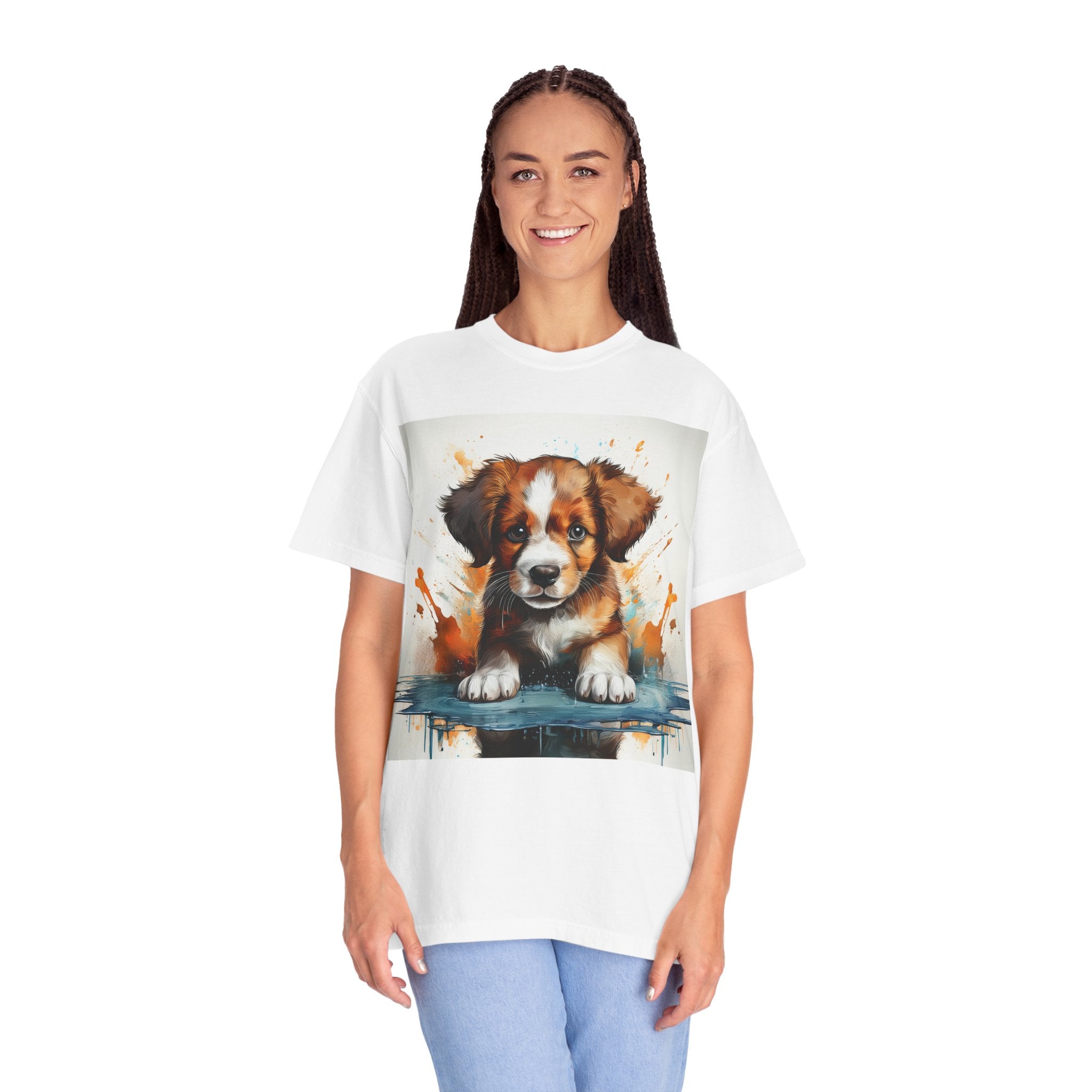 Puppy Stylish Women T-Shirt, Retro Fashion Tee, Stylish Casual Wear, Gift for Her, Trendy T-Shirt for Events