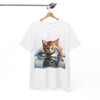 Adorable Cat Reflection Unisex Heavy Cotton Tee, Pet Lover T-Shirt, Animal Art Shirt, Cute Cat Gift for Her, Everyday Casual Wear