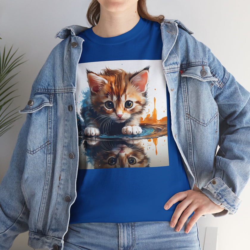 Cute Cat Unisex Heavy Cotton Tee, Cat Lover Gift, Animal Tee, Cozy Wear, Everyday Fashion, Fun Gift Idea