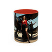 Vintage Aviation Accent Coffee Mug on a wooden table, adding a pop of color to your drinkware collection.