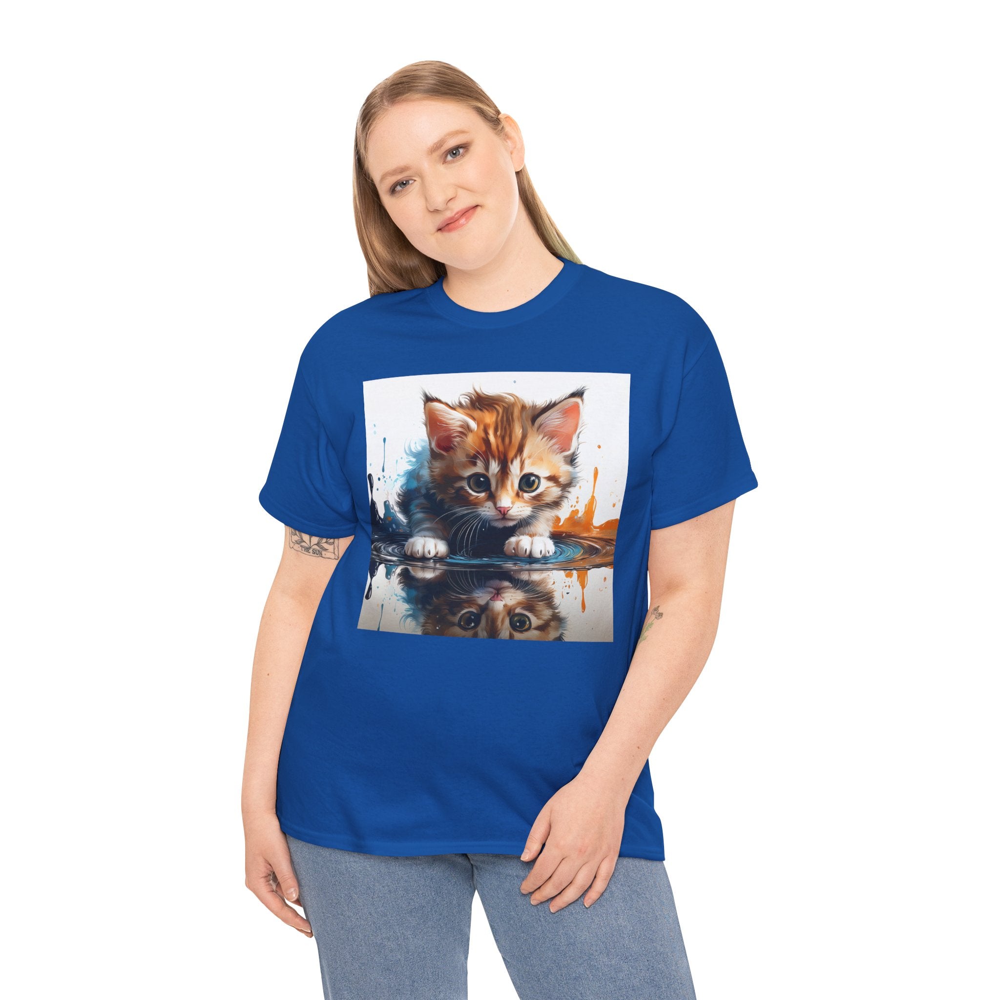 Cute Cat Unisex Heavy Cotton Tee, Cat Lover Gift, Animal Tee, Cozy Wear, Everyday Fashion, Fun Gift Idea