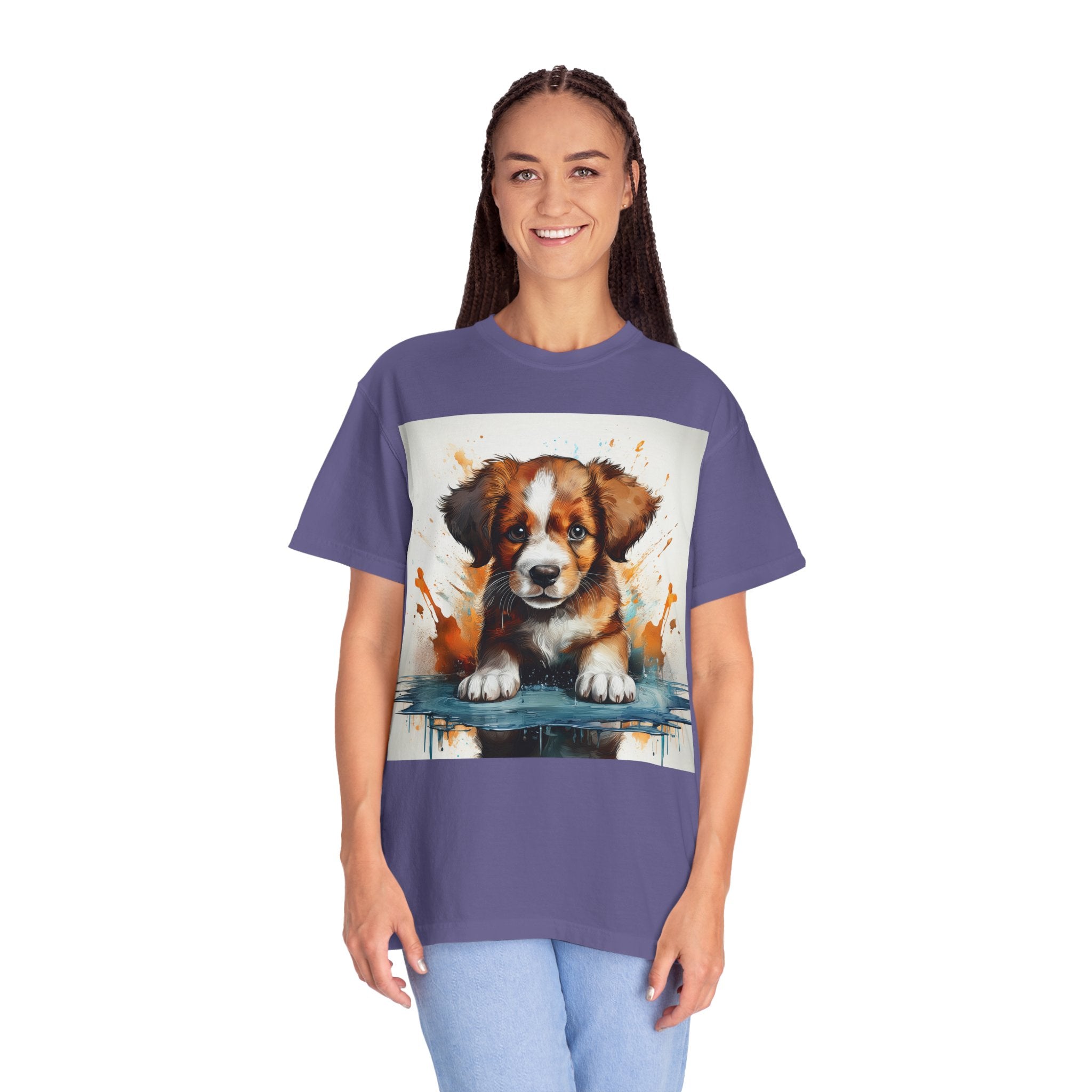 Puppy Stylish Women T-Shirt, Retro Fashion Tee, Stylish Casual Wear, Gift for Her, Trendy T-Shirt for Events