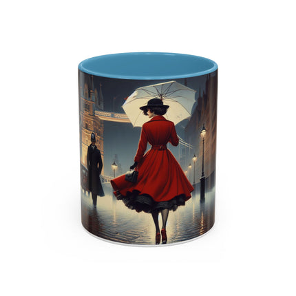 Dishwasher-safe Elegant Red Dress Coffee Mug on kitchen table, adding style to your morning routine.