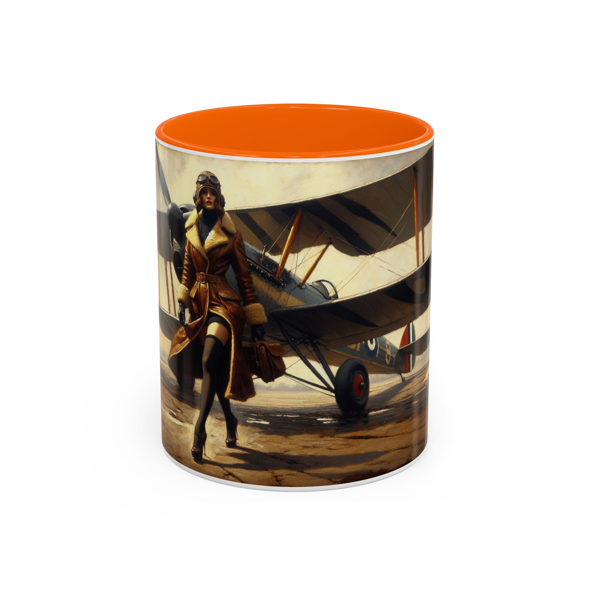 Vintage Aviator Accent Coffee Mug - 11oz, Vibrant Accent Coffee Mug