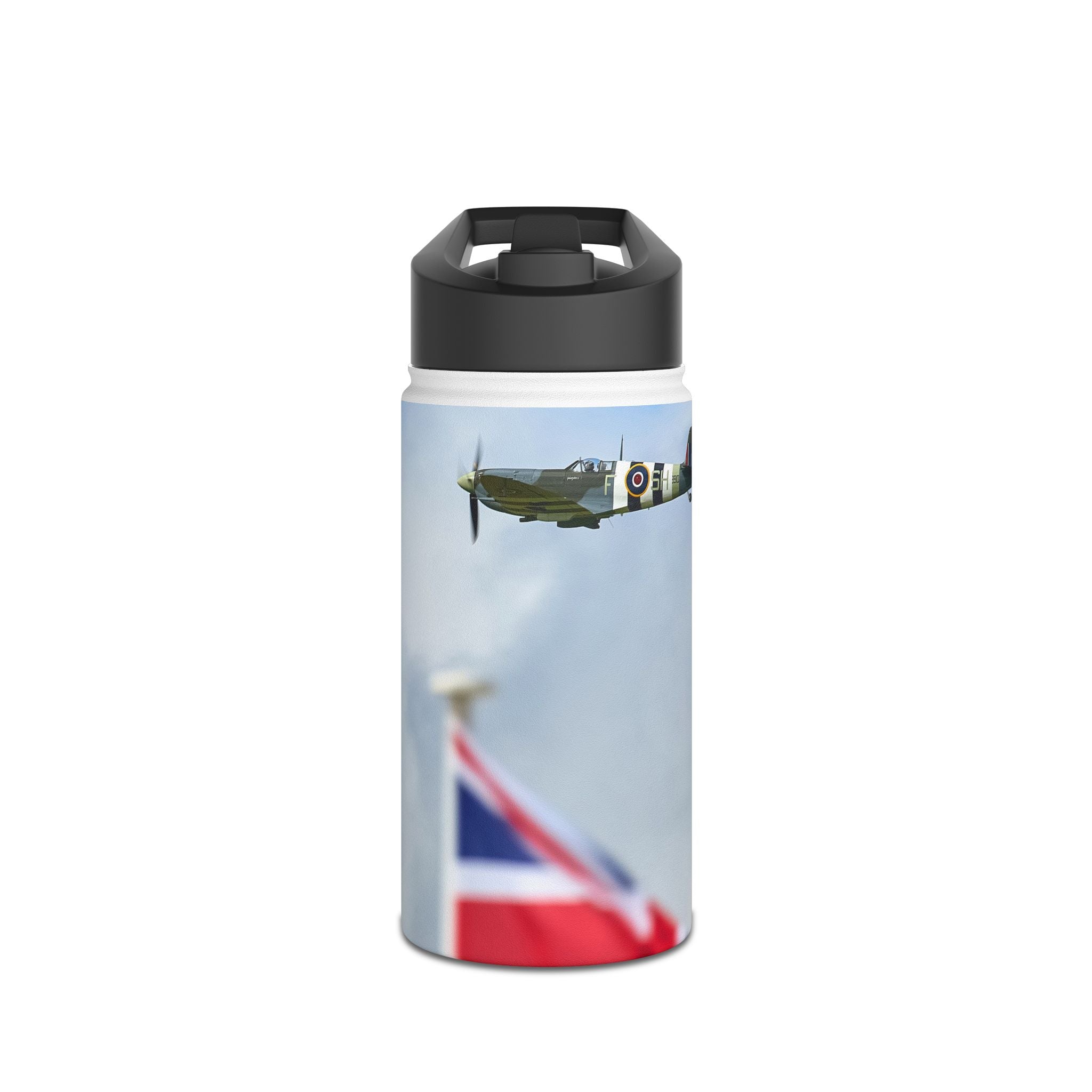 Spitfire Stainless Steel Water Bottle, Jet Design, Gift for Pilot, Travel Hydration, Airforce Lover, Outdoor Adventures