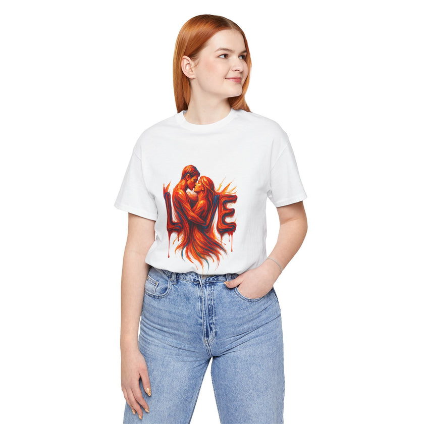 Love Embrace Unisex T-Shirt, Romantic Tee, Gift for Couples, Valentine's Day Apparel, Cute Love Shirt, Sweetheart Gift