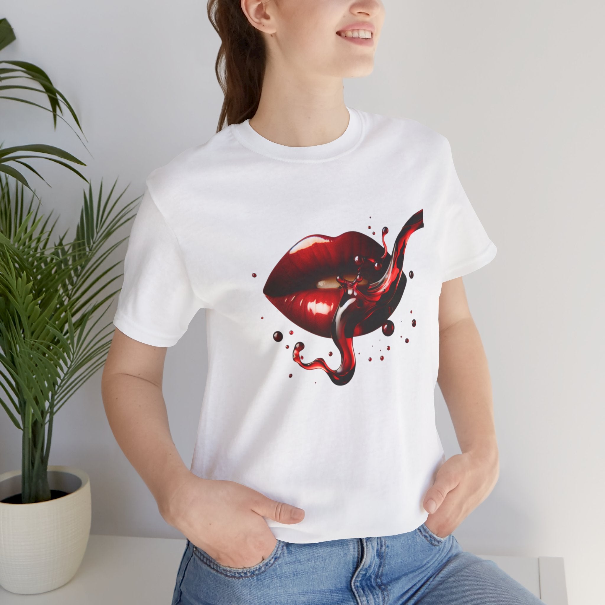 Red Lip Design Unisex Jersey Tee | Casual Wear, Trendy Shirt, Gift for Her, Summer Style, Statement Top