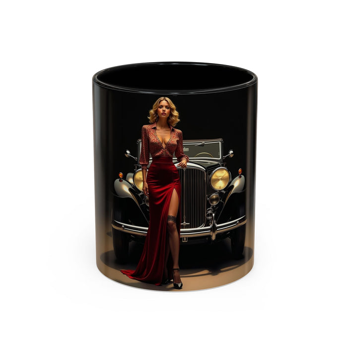 Vintage Glamour Coffee Mug - 11oz showcasing vibrant color contrast on a glossy finish.