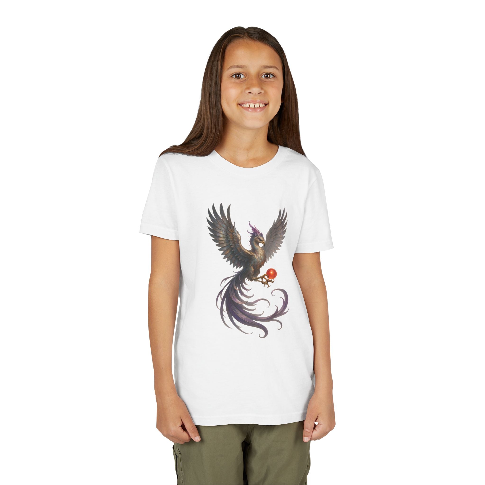 Youth Fantasy Phoenix Tee - Magical Short Sleeve Shirt for Kids
