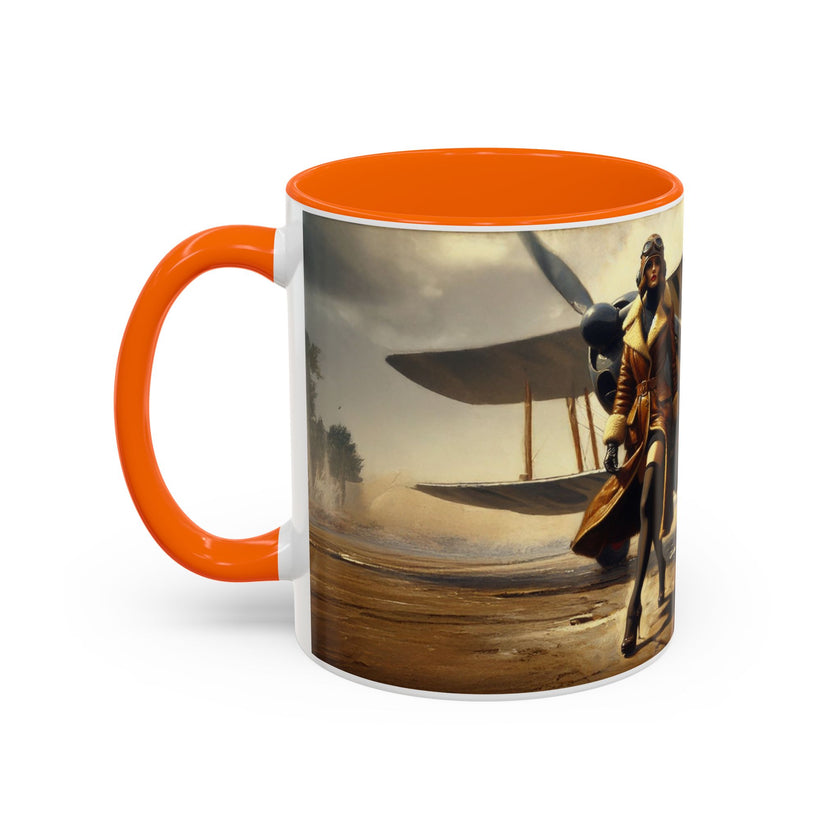 Vintage Aviator Accent Coffee Mug - 11oz, Vibrant Accent Coffee Mug
