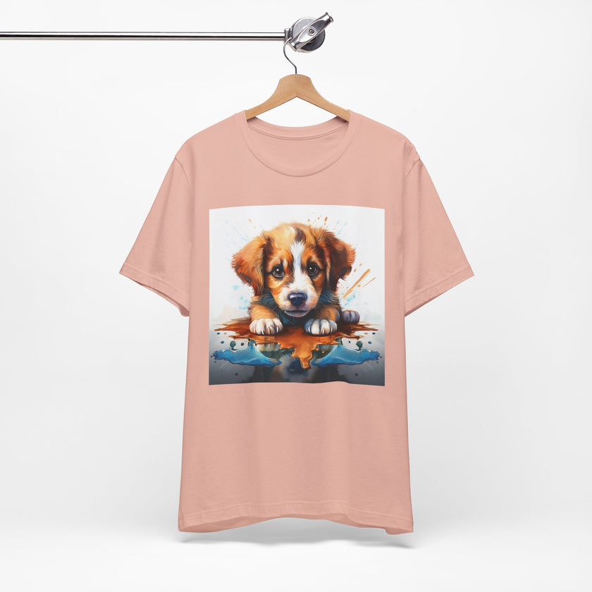 Adorable Puppy Art Tee For Her, Cute Dog Lover's T-Shirt, Casual Gift for Animal Lovers, Gift for Her, Pet-Themed Apparel, Fun Birthday Gift