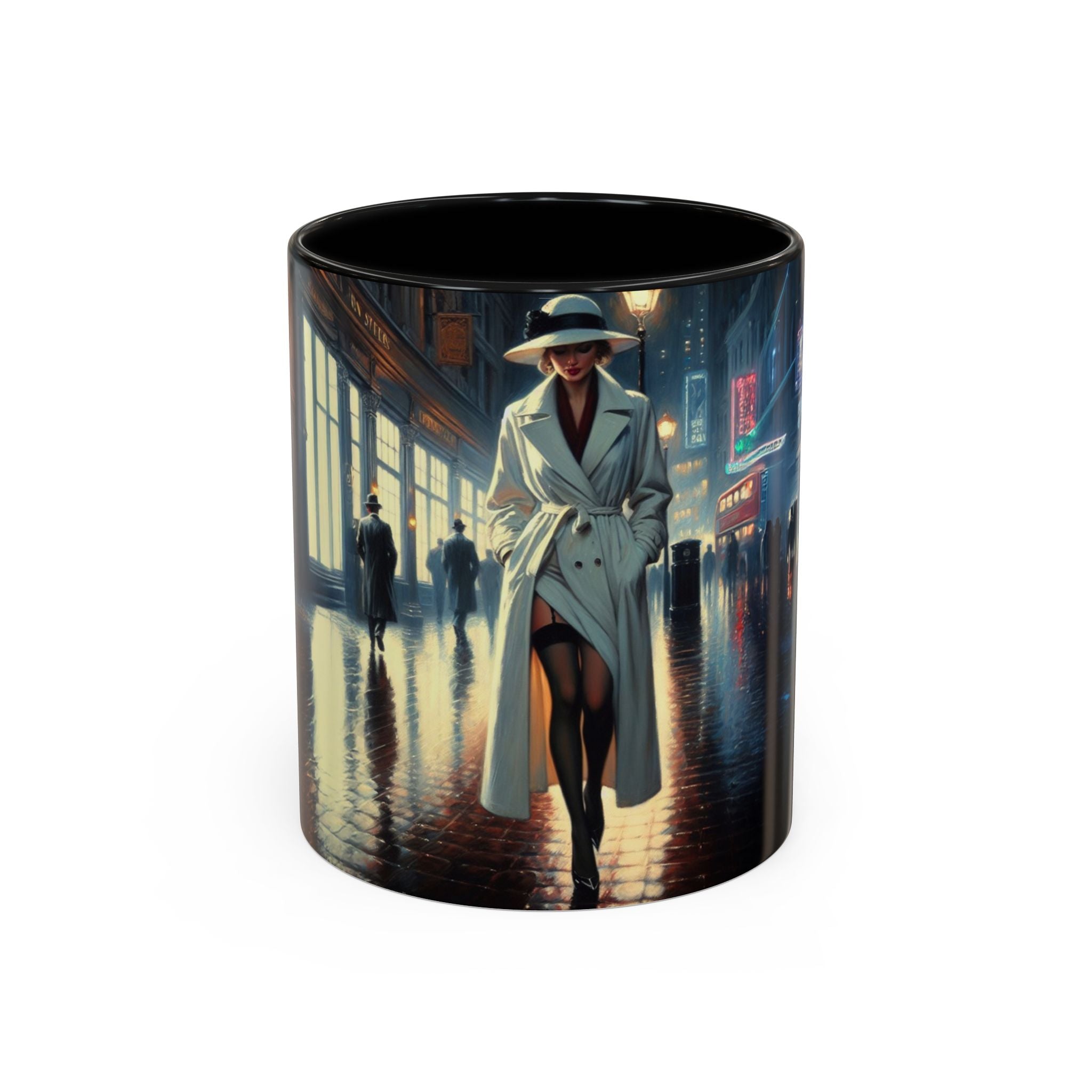 Elegant Urban Nightlife Coffee Mug featuring vibrant colors and stylish design, perfect for coffee enthusiasts.