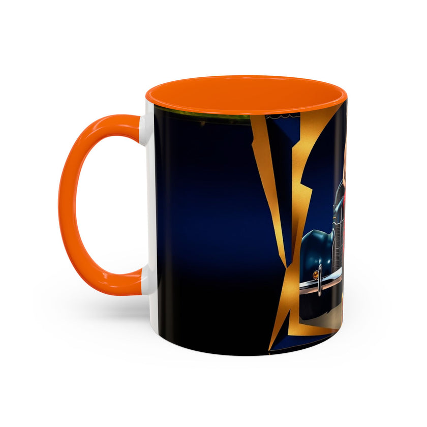Vintage Pin-Up Coffee Mug - Classic Car Design, perfect for increasing your drinkware collection.