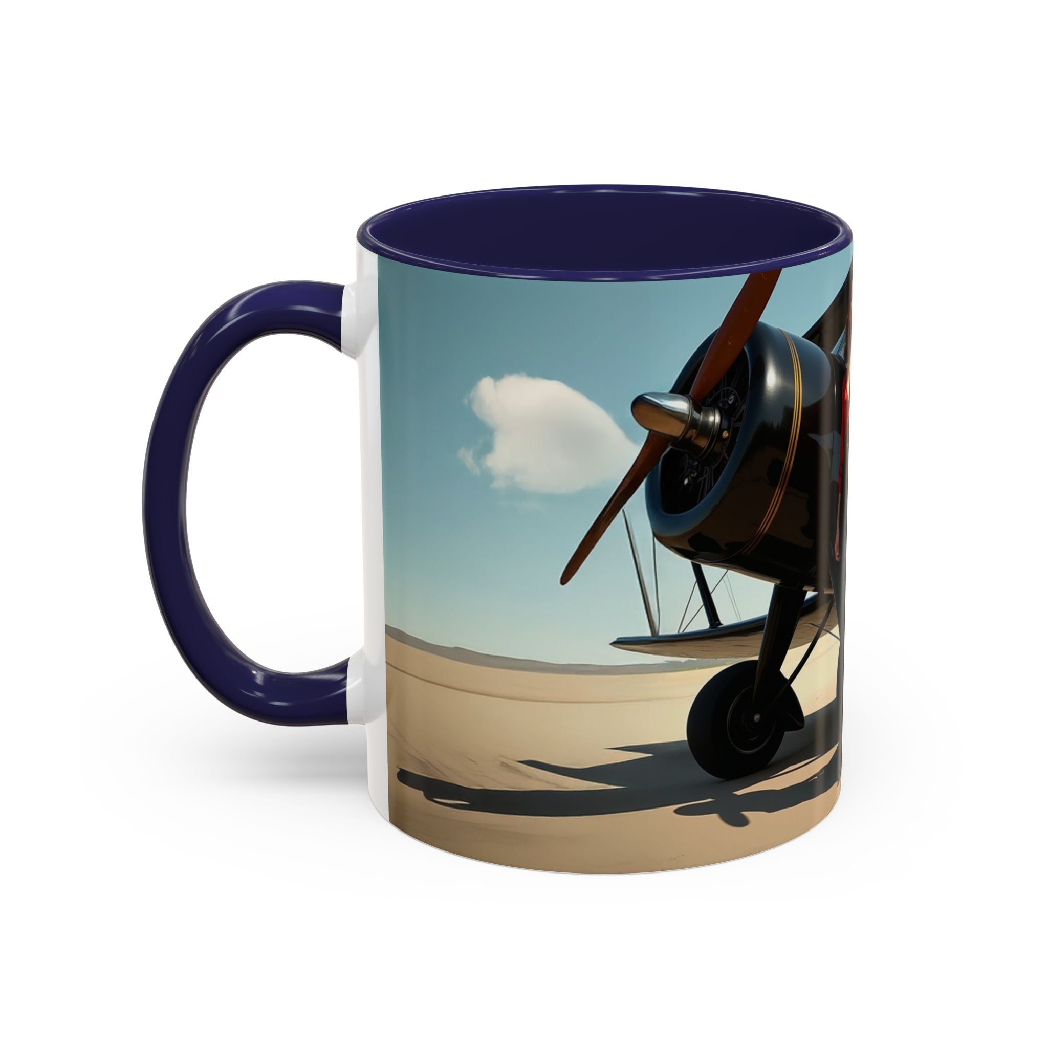 Vintage Aviation Accent Coffee Mug in a fun, colorful kitchen setting.
