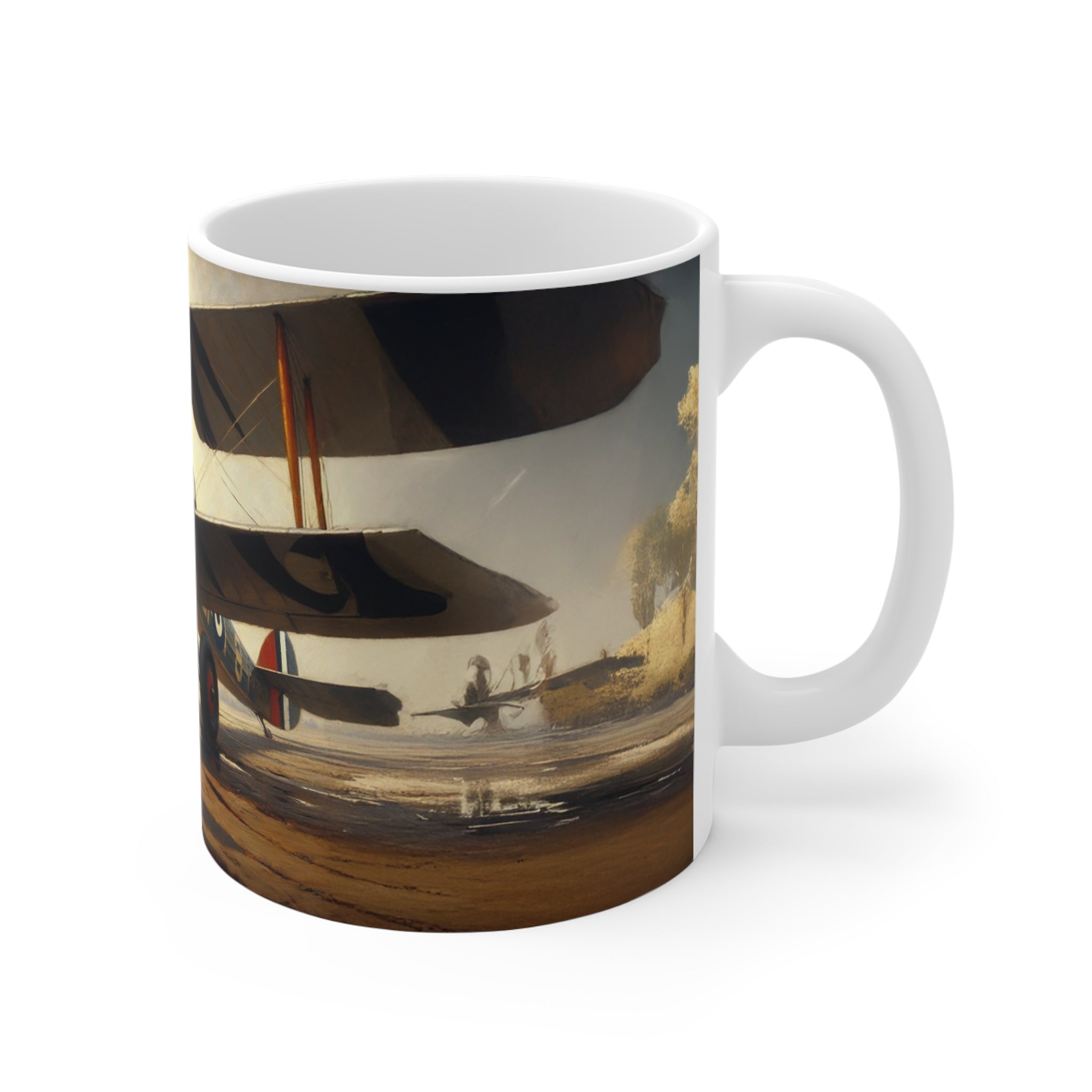 Vintage Glamour Airplane Mug, Aviation Enthusiast Gift, Coffee Cup, Retro, Unique Pilot Mug, Glamour, Retro, Woman, Car, Dress, Red