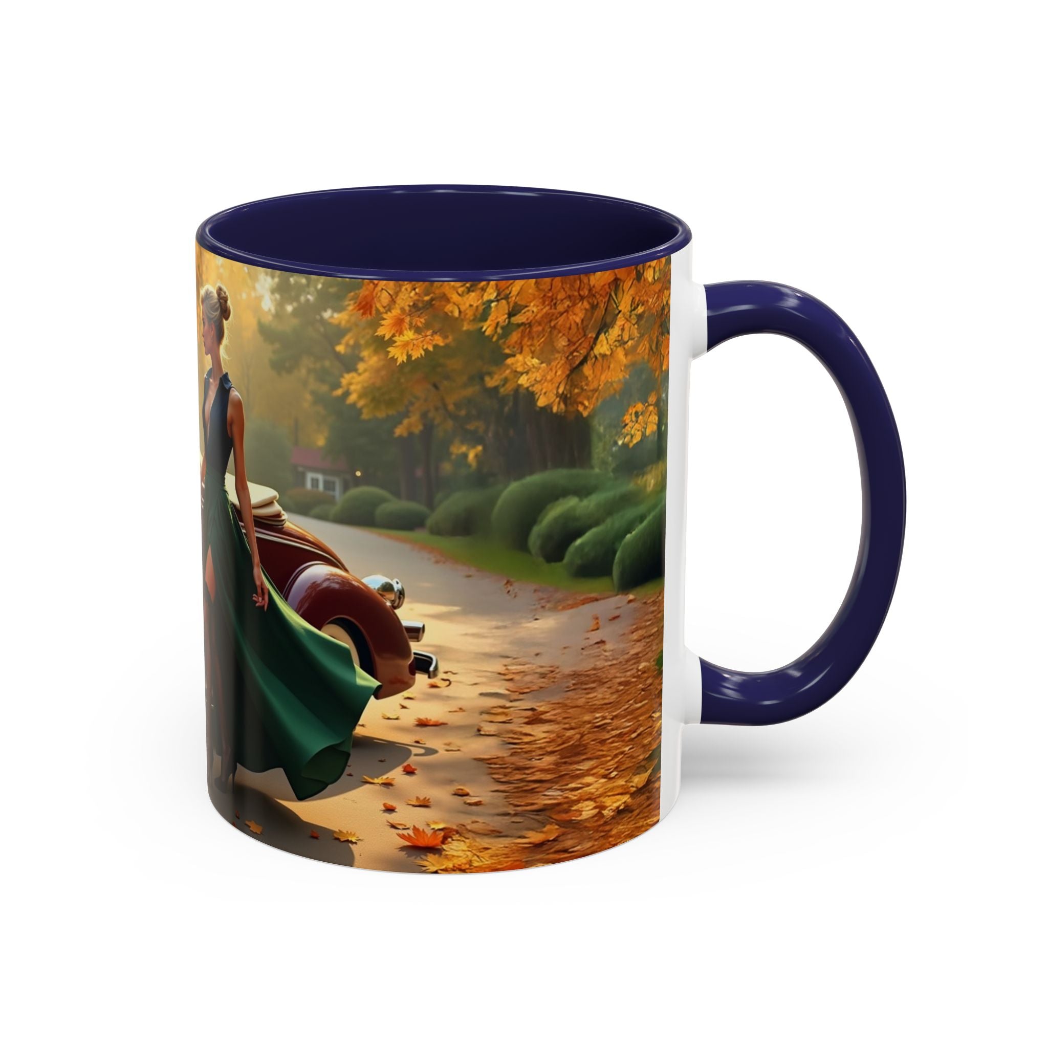 Vintage Autumn Vibes Coffee Mug with a delightful autumn color scheme.