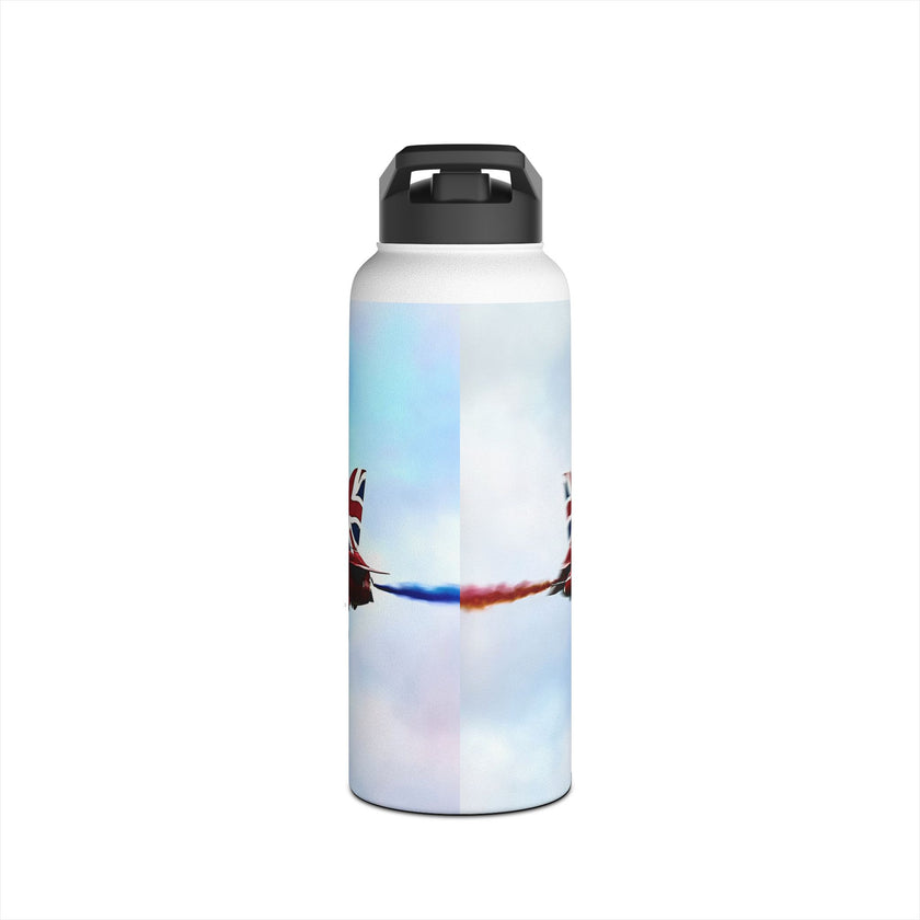 Red Arrows Cross Over Stainless Steel Water Bottle, Jet Design, Gift for Pilot, Travel Hydration, Airforce Lover, Outdoor Adventures, Red Arrows, RAF, British, Aviation,