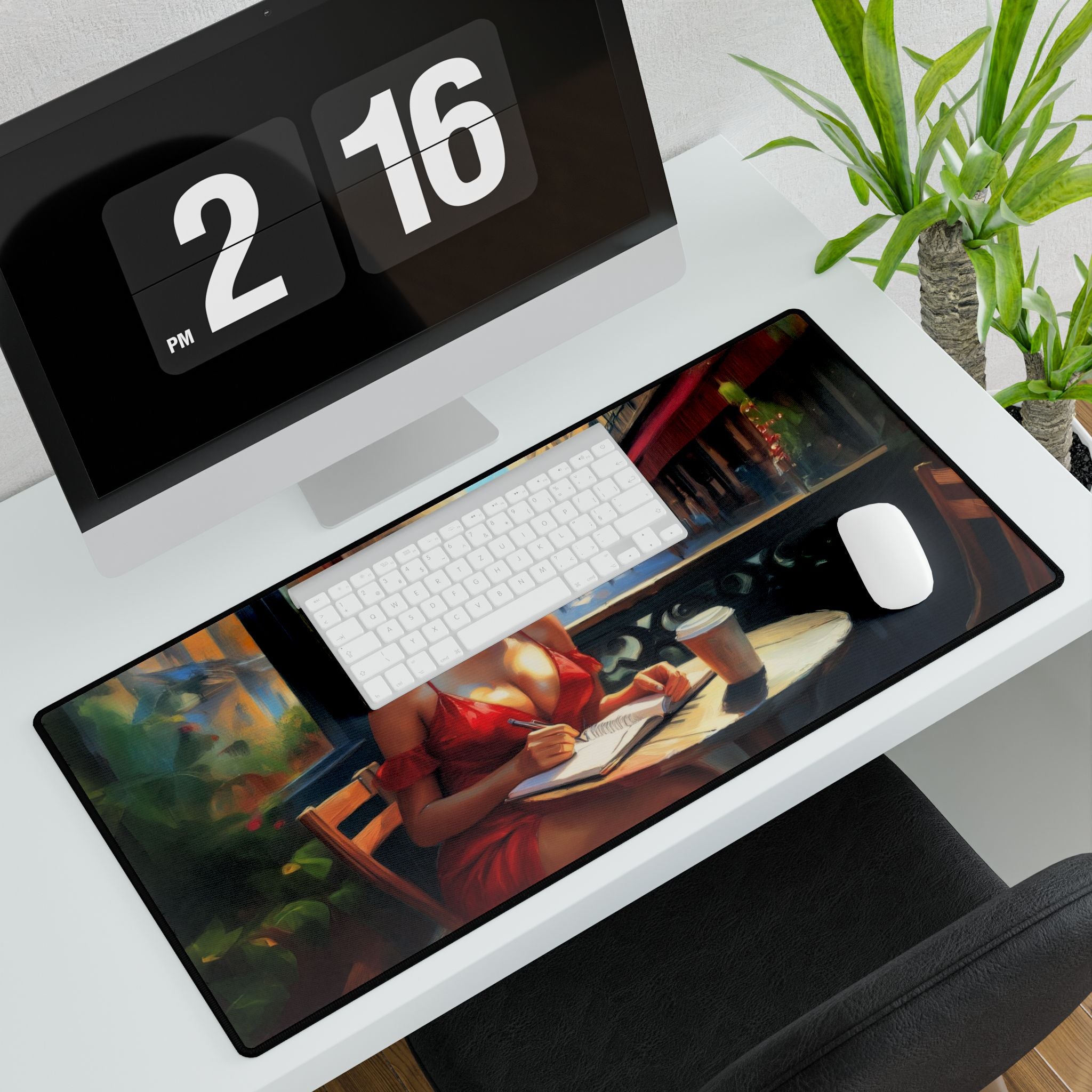 Chic Artist Desk Mat - Coffee & Creativity