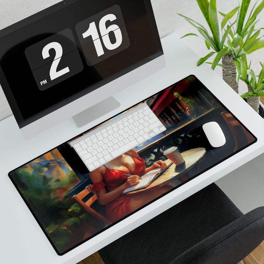 Chic Artist Desk Mat - Coffee & Creativity