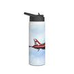 Red Arrows Cross Over Stainless Steel Water Bottle, Jet Design, Gift for Pilot, Travel Hydration, Airforce Lover, Outdoor Adventures, Red Arrows, RAF, British, Aviation,