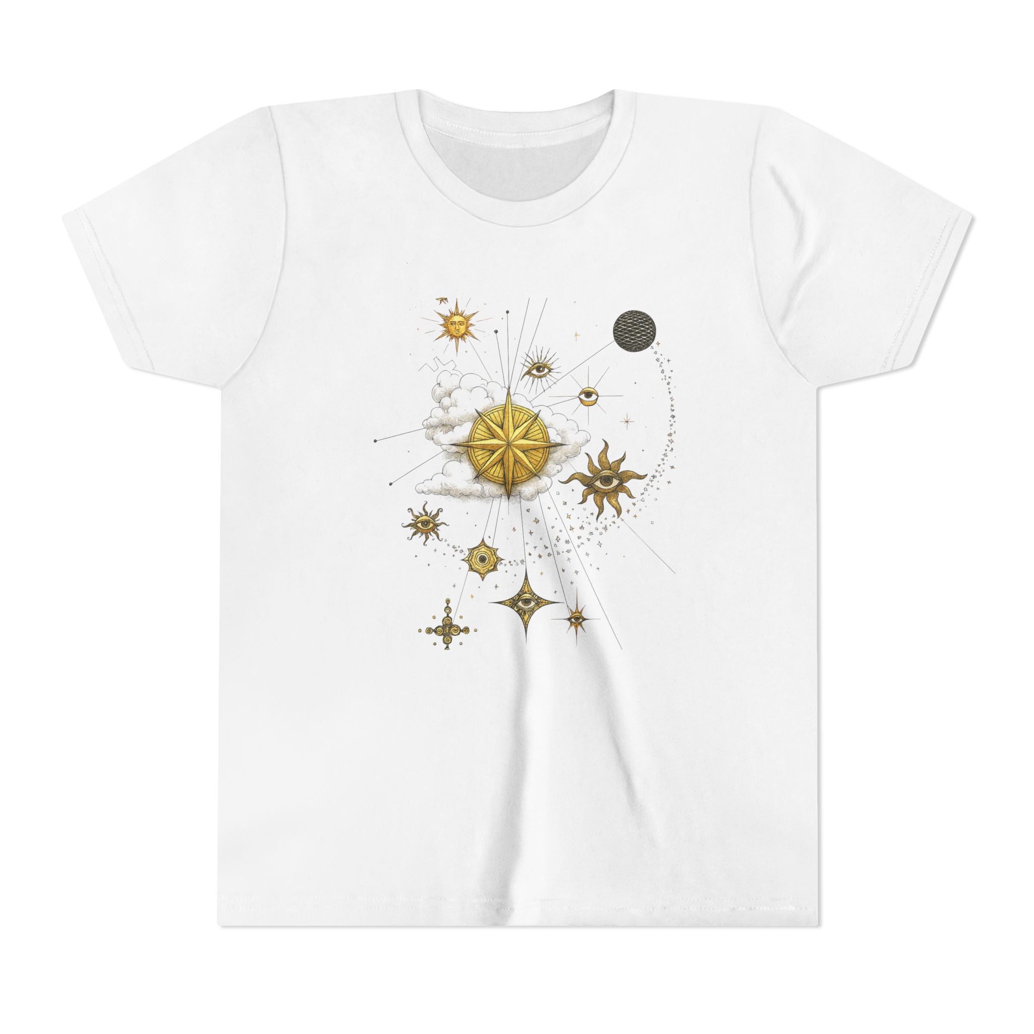 Celestial Compass Youth Tee - Astrology Inspired Short Sleeve Shirt