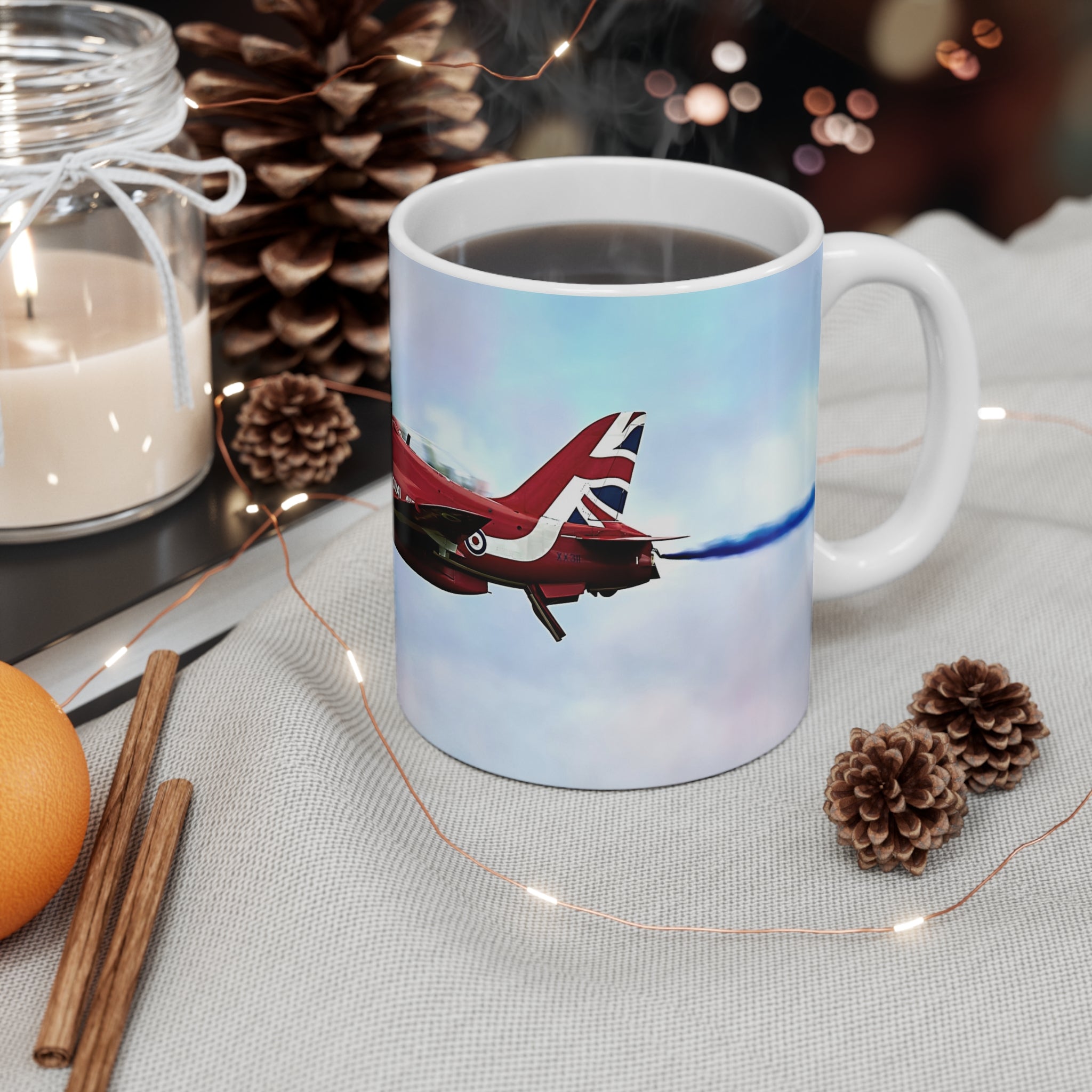 Red Arrows Cross over Airplane Mug, Aviation Enthusiast Gift, Pilot Coffee Cup, Retro Flight Decor, Unique Pilot Mug, Red Arrows, RAF, Planes, Red