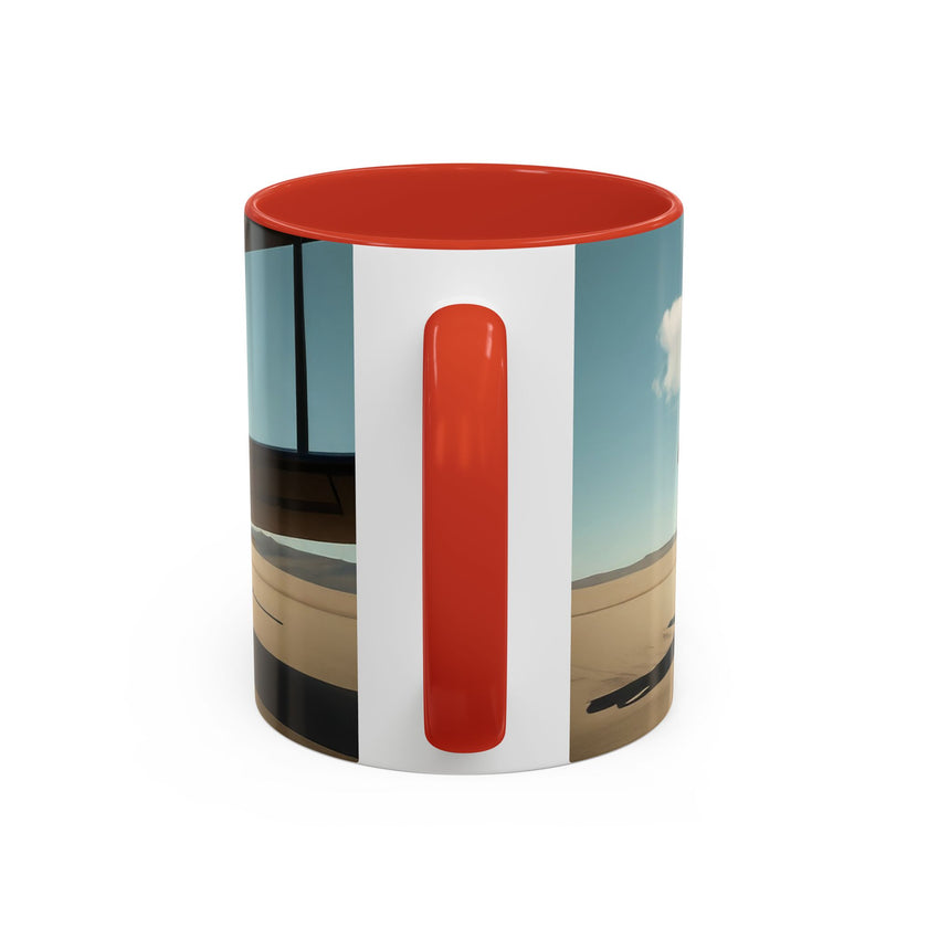 Vintage Aviation Accent Coffee Mug being enjoyed outdoors, perfect for drinks on the go.