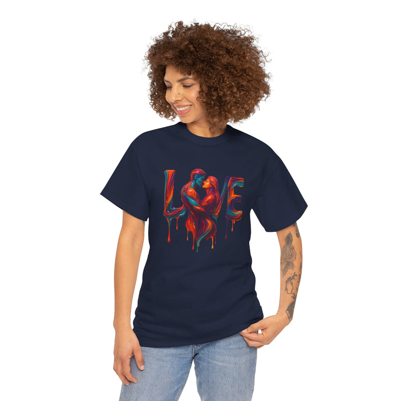 Flat lay of Love Unisex Heavy Cotton Tee with accessories, perfect for casual outings or gatherings.
