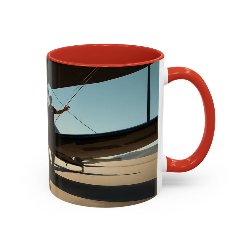 Vintage Aviation Accent Coffee Mug styled with aviation-themed decor, perfect for aviation fans.