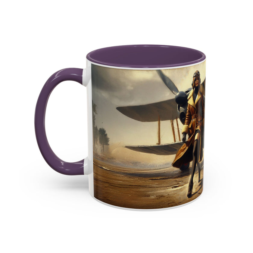 Vintage Aviator Accent Coffee Mug - 11oz, Vibrant Accent Coffee Mug