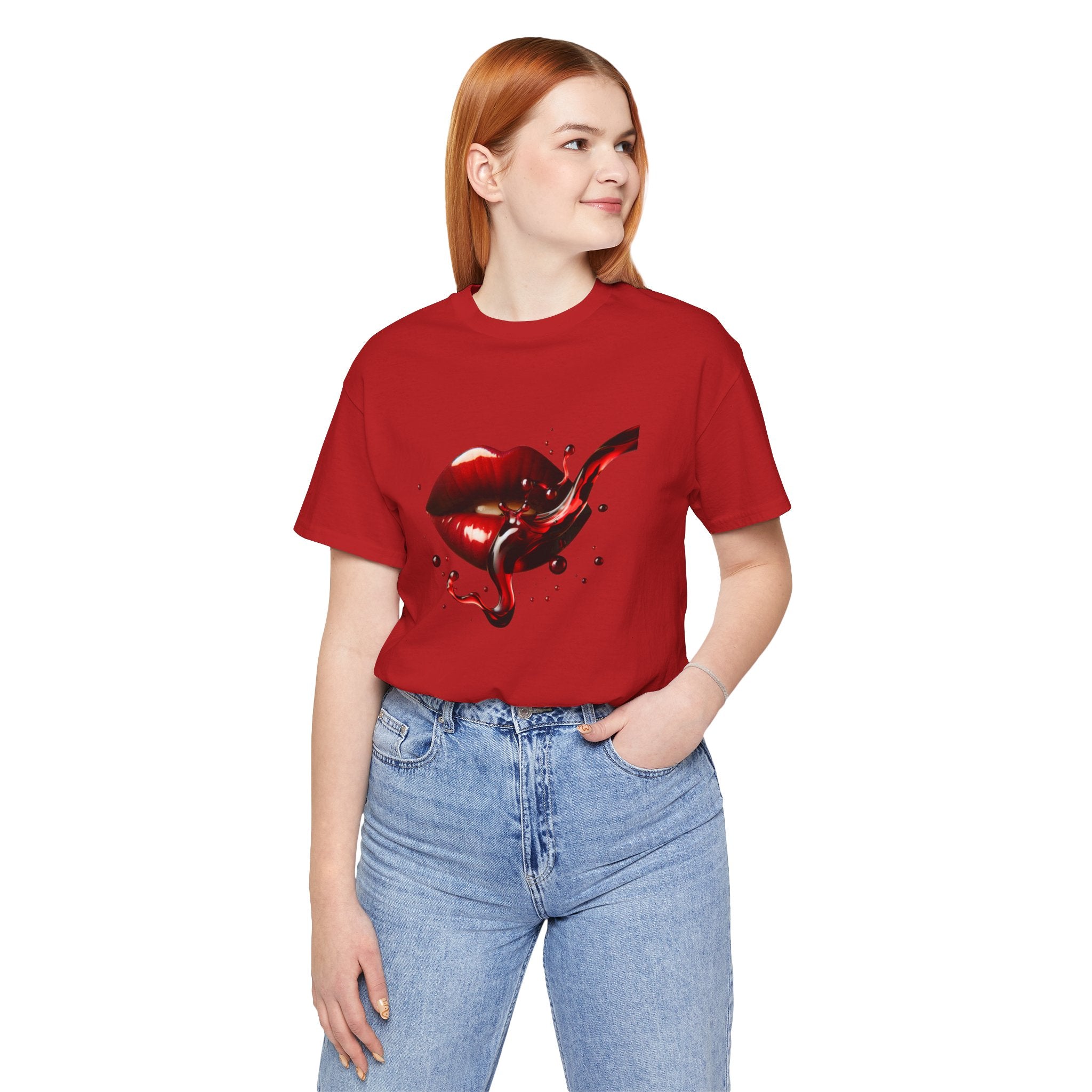 Red Lip Design Unisex Jersey Tee | Casual Wear, Trendy Shirt, Gift for Her, Summer Style, Statement Top