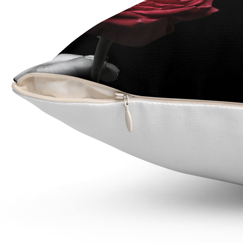 The Rose, Soft and Open, Mirrors Her Own Grace, Pillow Design